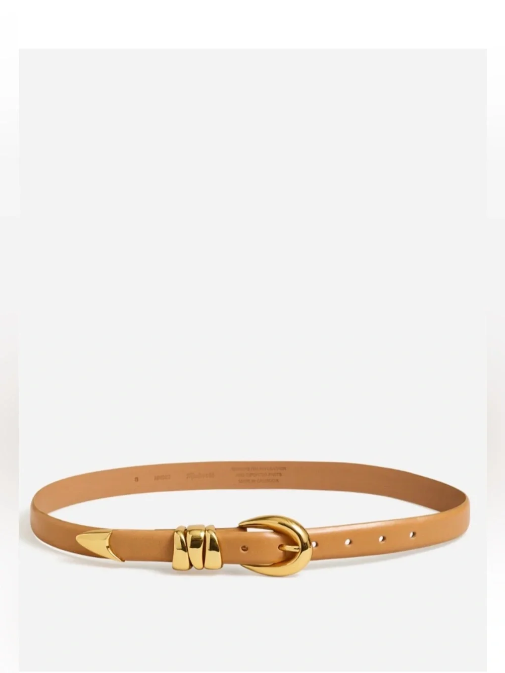 Madewell Triple Metal Keeper Belt Desert Camel Leather Size Small